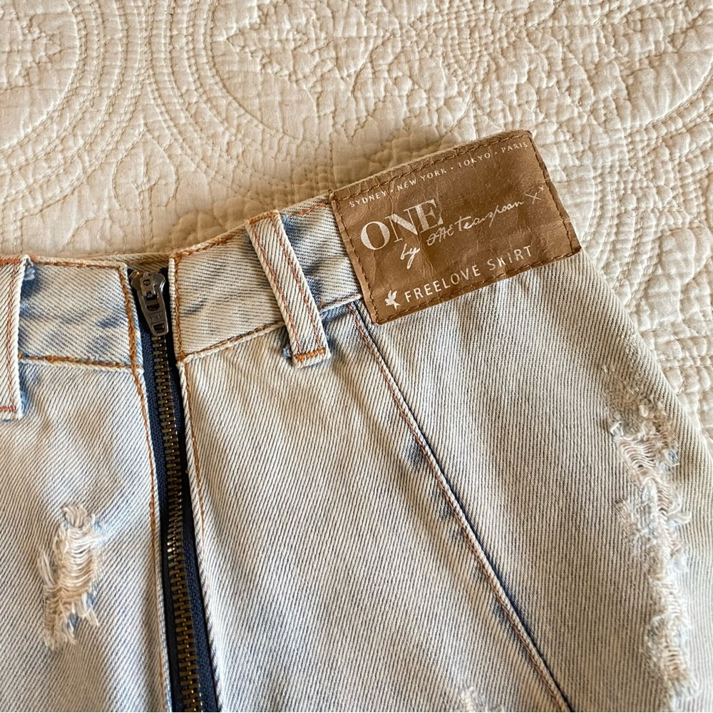 Distressed Light Blue Denim Skirt - Picture 7 of 8